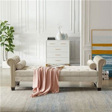 Bänk Sammet Bäddsoffa med rullad arm