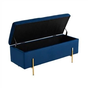 Förvaring Ottoman Blue Velvet Tygöverdrag
