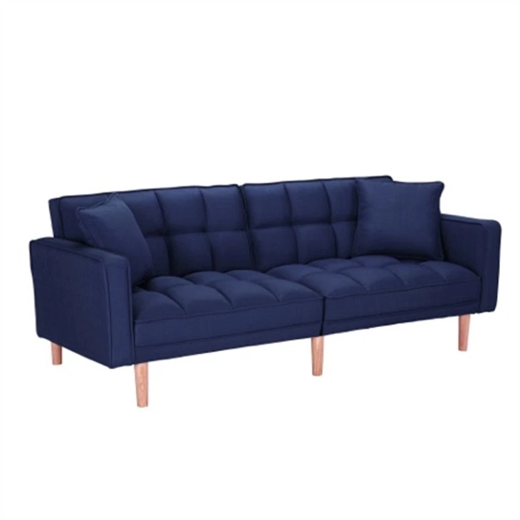 Mjuk och bekväm bäddsoffa i blått linne