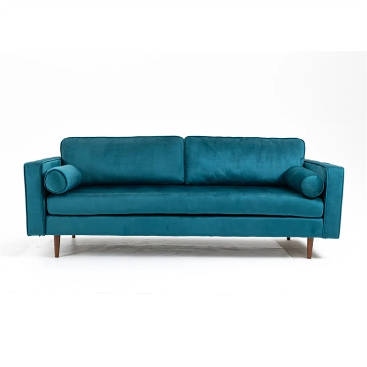 Modern ljus soffa i sammetstyg